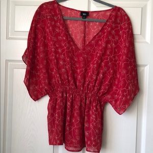 Pink floral sheer top